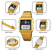 Jam Tangan Elektronik KMEI 2450 Layar LED Anti Guncangan Tahan Air untuk Pria, Jam Tangan Digital Bahan Stainless Steel, Reloj Hombre