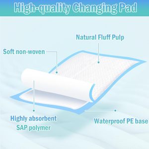 Rocinha Disposable Changing <b>Pads</b> 100 Pack Blue <b>Waterproof</b> Breathable Underpads For Baby Diaper Changing Bed Use - Product Image 2