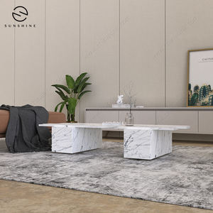 Table basse carrée en pierre de marbre noir personnalisée, design moderne et de luxe durable pour le salon et la table d'appoint rustique - Product Image 4