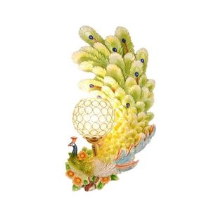 Lampe murale paon, lumière décorative créative en forme d'animal, pour salon, chambre à coucher, mur de télévision, style rétro - Product Image 4