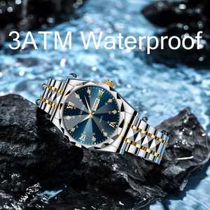 X-GEQCK 럭셔리 남성 석영 시계 녹색 실버 블랙 골드 색상 Reloj 스테인레스 스틸 밴드 손목 시계 - Product Image 3