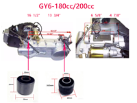 161QMK Gy6-180/200Cc Nouveau Moteur 4 Temps Refroidi par Eau avec Marche Arrière pour VTT et Karting, Allumage CDI, Arbre d'Équilibrage 3D, Refroidissement Huile/Air