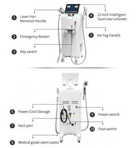 Professional 2 In 1 Laser Tattoo And Hair Removal Machine 808 Diode Laser 808nm Hair Removal Picosecond Laser
