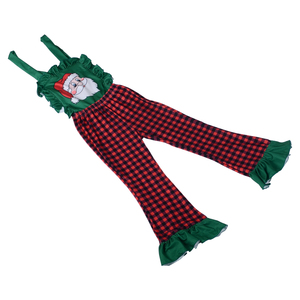 Mono de una pieza personalizado de fábrica Af-2 para niñas, pelele de punto con estampado de Papá Noel y volantes para niños - Product Image 1