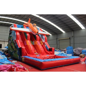 Maison de rebond commerciale en PVC Cross Fire double toboggan gonflable videur combo Super Wings château gonflable avec location de piscine - Product Image 1