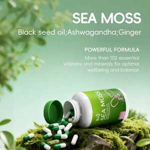 Cápsulas de Musgo Marino con Aceite de Semillas Negras, Ashwagandha, Jengibre y Vitamina D3 para el Control de la Energía, Apoyo Diario de Minerales y Bienestar - Product Image 1