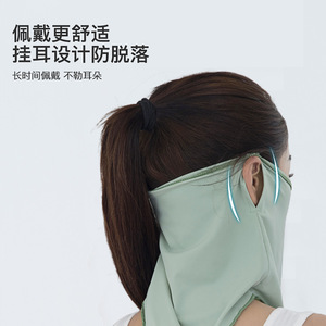 <b>Sunscreen</b> Face Mask Ice Silk Cooling Ear Loop Style Unisex UV Protection Breathable Cycling Sunshade - Product Image 4