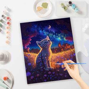 Pittura per adulti facile <span class=keywords><strong>da</strong></span> <span class=keywords><strong>te</strong></span> con numeri Starter Kit con pennelli acrilici stampati animali gatto immagine paesaggio stile europeo - Product Image 4