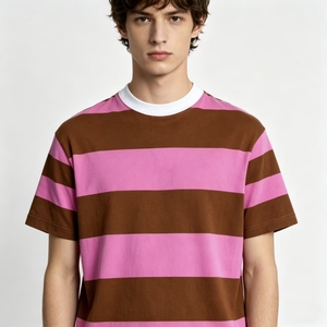 <span class=keywords><strong>Polo</strong></span> in Cotone Pesante 300G con Logo Personalizzato e Righe Larghe, Stile Vintage per Outfit Quotidiani e Casual - Product Image 1