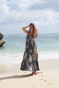 Summer Ladies Beach Cover Up Boho Casual Women Tie dye Long Length Maxi Dress With Sexy Backless & Bottom Frill - Product Image 2