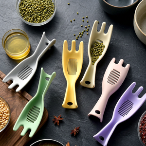 Cuillère à riz en silicone 7 couleurs avec fente de drainage, cuillère à légumes antiadhésive avec trou de suspension pour la préparation et le nettoyage des légumes et des haricots à la maison - Product Image 1