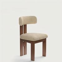 Chaises de salle à manger en bois confortables avec pieds en bois et tissu bouclé en laine, pour restaurant, hôtel, mariage, avec coussin rembourré
