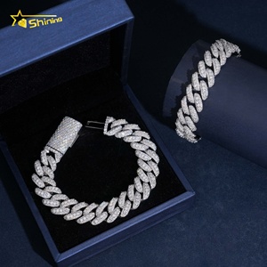 USA Local Stock Fine Jewelry Hip Hop Iced Out <strong>Sterling</strong> <strong>Silver</strong> 925 VVS Moissanite Lab Diamond Cuban Fashion <strong>Men</strong> Cuban <strong>Bracelet</strong> - Product Image 2