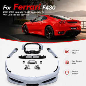 Kit carrosserie en fibre de carbone humide style <span class=keywords><strong>430</strong></span> <span class=keywords><strong>Scuderia</strong></span> pour <span class=keywords><strong>Ferrari</strong></span> F430 2004-2009 : pare-chocs avant et arrière, jupes latérales - Product Image 2