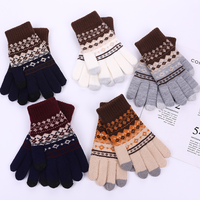 Nouveaux gants jacquard en acrylique pour femme, chauds, à doigts séparés, pour l'hiver, pour usage quotidien et extérieur