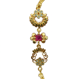 Divyoro <b>Ruby</b> Floral Chain <b>Bracelet</b> 22k Gold Plated Vintage Trendy Orissa Women's Jewelry Engagement Wedding Everyday Wear - Product Image 1