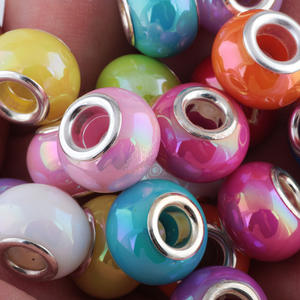 Cuentas Redondas Planas de Imitación de Concha Marina de 15*15*9mm, Brillantes, de Colores Mezclados, de Acrílico, Plástico, con Orificio Grande, Accesorio Separador - Product Image 5