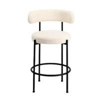 Chaise de salle à manger rembourrée de style nordique, pieds en métal noir, tissu en laine de mouton, chaise d'appoint écologique pour la maison, salon