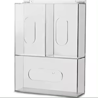 Dispensador de Guantes Desechables de Acrílico Transparente para Montar en la Pared, Dispensador de Mascarillas, Dispensador Triple de Guantes con Tapa