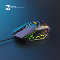 R8 7D 7200DPI desain ergonomis, Mouse Game komputer Desktop berkabel USB 2.0 RGB dengan lampu LED