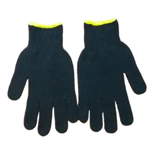 Factory price Manufacturer Supplier black gray cotton yarn work gloves men custom anti-cut woking gloves