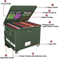 YIHUAXING Caja de almacenamiento de archivos rodantes portátil Organizador de documentos ignífugo Cerradura Colgante plegable Carpeta legal Estuche Productos de archivo