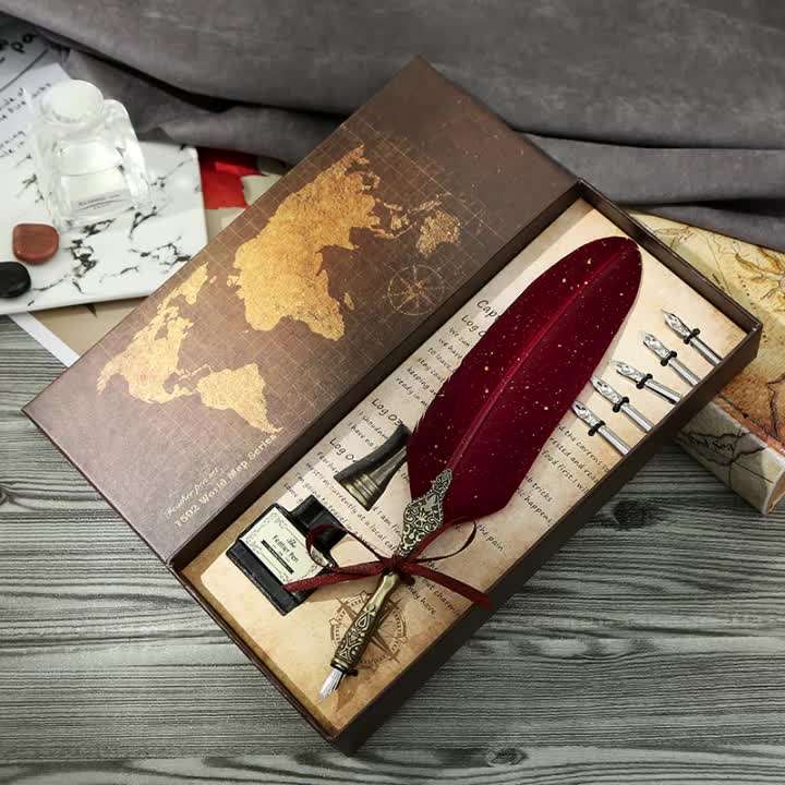 Creative High-End Retro Dipping European Seal Quill Metal Fountain Pen ...