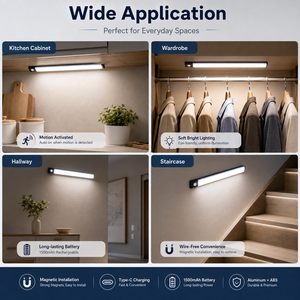 50cm Motion Sensor Cabinet <b>Light</b> type-c Rechargeable LED magnetic Under Cabinet Lamp 3 Color Temperatures Stepless Dimming - Product Image 6