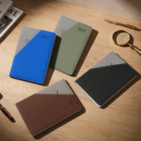 Carnet de planification annuelle 2027 personnalisé avec couverture en cuir PU gaufré pour cadeau d'entreprise et fournitures de bureau