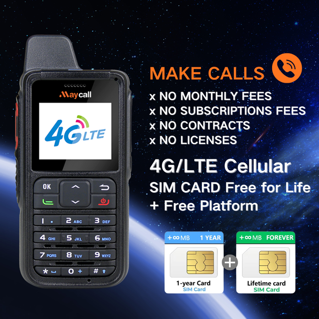 Maycall MC-89 Best Two Way Radios Walkie Talkies With Earpiece 4G LTE Handheld 5000km Range POC Radio Intercom