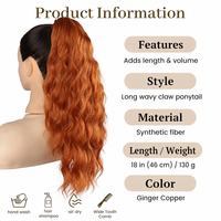 Queue de cheval à clipser en cheveux synthétiques de qualité supérieure, ondulée, avec cordon de serrage, couleur personnalisable, pour femmes, vente en gros