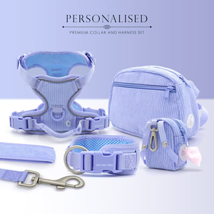 Conjunto Completo de Arnês de Veludo Cotelê para Cães Coowone com Coleira, Bolsa de Guloseimas, Bolso para AirTag, Porta-Sacos de Dejetos e Acessórios para Animais de Estimação com Logotipo Personalizado - Product Image 3