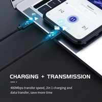 USB-C ke kabel USB mikro OTG pengisi daya kepang kabel sinkronisasi Data kabel pengisi daya adaptor kawat untuk PS4 Kindle Xbox Controller ponsel Android