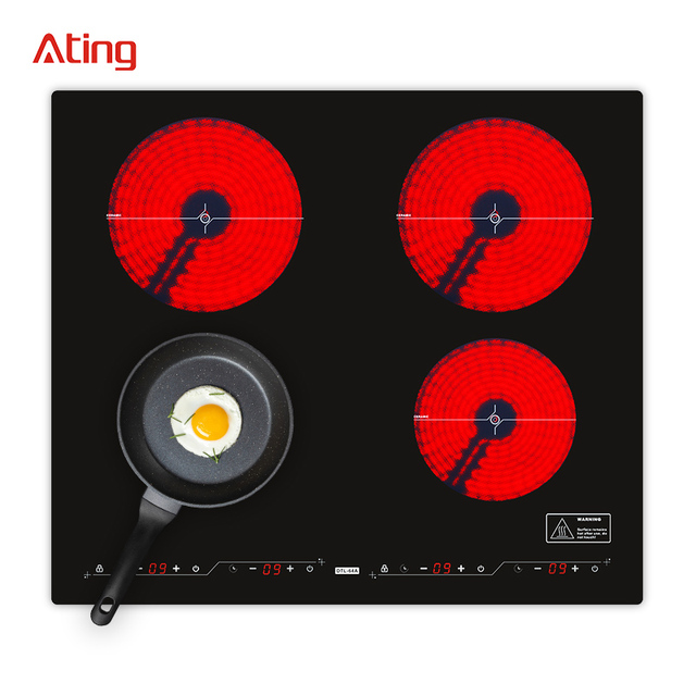24 Inch Infrared Cooktop, 4 Burners Electric Stove, Drop-in 4 Burners Infrared Stove with Timer and Child Lock