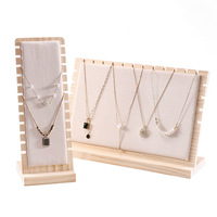 Support de présentation de bijoux vertical en bois avec revêtement en velours