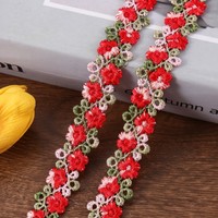 Renda Bordir Larut Air 2CM Warna-Warni dengan Efek Gradasi dan Pola Bunga Plum Dua Baris yang Kreatif