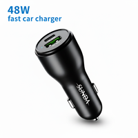 Chargeur de voiture rapide 48W PD 30W QC 3.0, adaptateur USB C double port, contrôle intelligent de la température, boîtier ignifuge en PC pour smartphone et ordinateur portable