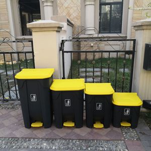 Poubelle à pédale en plastique de grande taille, poubelle domestique avec couvercle, poubelle commerciale à pédale pour bureau, extérieur - Product Image 1