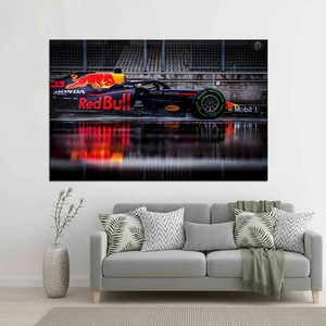 Canvas Print Elegant Formula 1 Car Artwork in Tempered Glass Design <b>WRAPPED</b> CANVAS Art Deco Panel Hanging Wall Art - Product Image 3