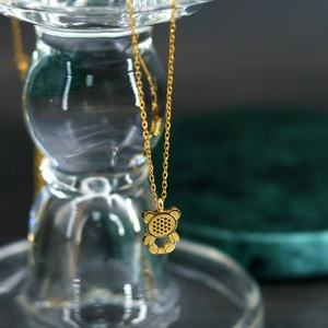 <b>Simple</b> Personality Bear <b>Necklace</b> with Stainless Steel Scale Pattern Fashion Jewelry for Women - Product Image 6