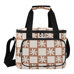 Sac à déjeuner de plage Aloha Collection personnalisé avec motif fleur de Tiaré, impression à la demande, sac à déjeuner en nylon à carreaux hawaïens pour le camping en extérieur - Product Image 1