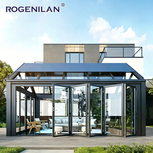 Rogenilan Villa véranda électrique panoramique couverture de patio toit étanchéité terrasse structure en acier verre trempé véranda personnalisation - Product Image 1