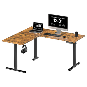 Nouveau moteur unique inversé 2 étapes en forme de L personnalisé cadre de bureau noir blanc bureau debout réglable en hauteur électrique - Product Image 4