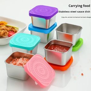 Small Easy Open Leak Proof Toddler Lunch Box 6oz Reusable Stainless Steel Snack <b>Containers</b> for Kids with Silicone Lids - Product Image 3