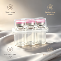 Étui de voyage écologique pour poudre lyophilisée, 3 compartiments, 3 ml, kit complet avec étui en PP, flacons en verre, bouchons en aluminium et joints en butyl, OEM