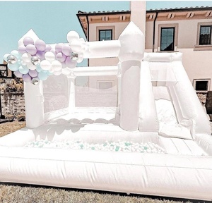Tobogán de agua inflable para fiesta de boda, <span class=keywords><strong>casa</strong></span> de rebote blanca <span class=keywords><strong>con</strong></span> <span class=keywords><strong>PISCINA</strong></span> DE BOLAS, Material de Pvc, 0,55mm - Product Image 3
