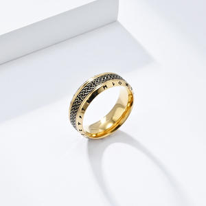 <b>Celtic</b> Knot Viking Letter Titanium Steel <b>Ring</b> Men's Artistic Gift Jewelry Steel Gold Black Antique Silver - Product Image 3