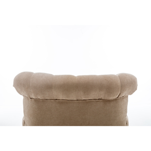 Poltrona Accent Wingback Quadrata Trapuntata <span class=keywords><strong>Beige</strong></span>, Design Chesterfield Moderno, Morbida Poltrona Relax in Lino con Finitura a Borchie e Gambe in Legno per Soggiorno - Product Image 6