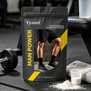 OEM ODM <b>Man</b> Power Vital Powder Gentle Vital Boost Steady Inner Stamina 100g Grey Yellow Window Stand <b>Pouch</b> - Product Image 2