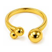 Bague moderne plaquée or avec trois accents de billes graduées, bijoux unisexes pour un usage quotidien